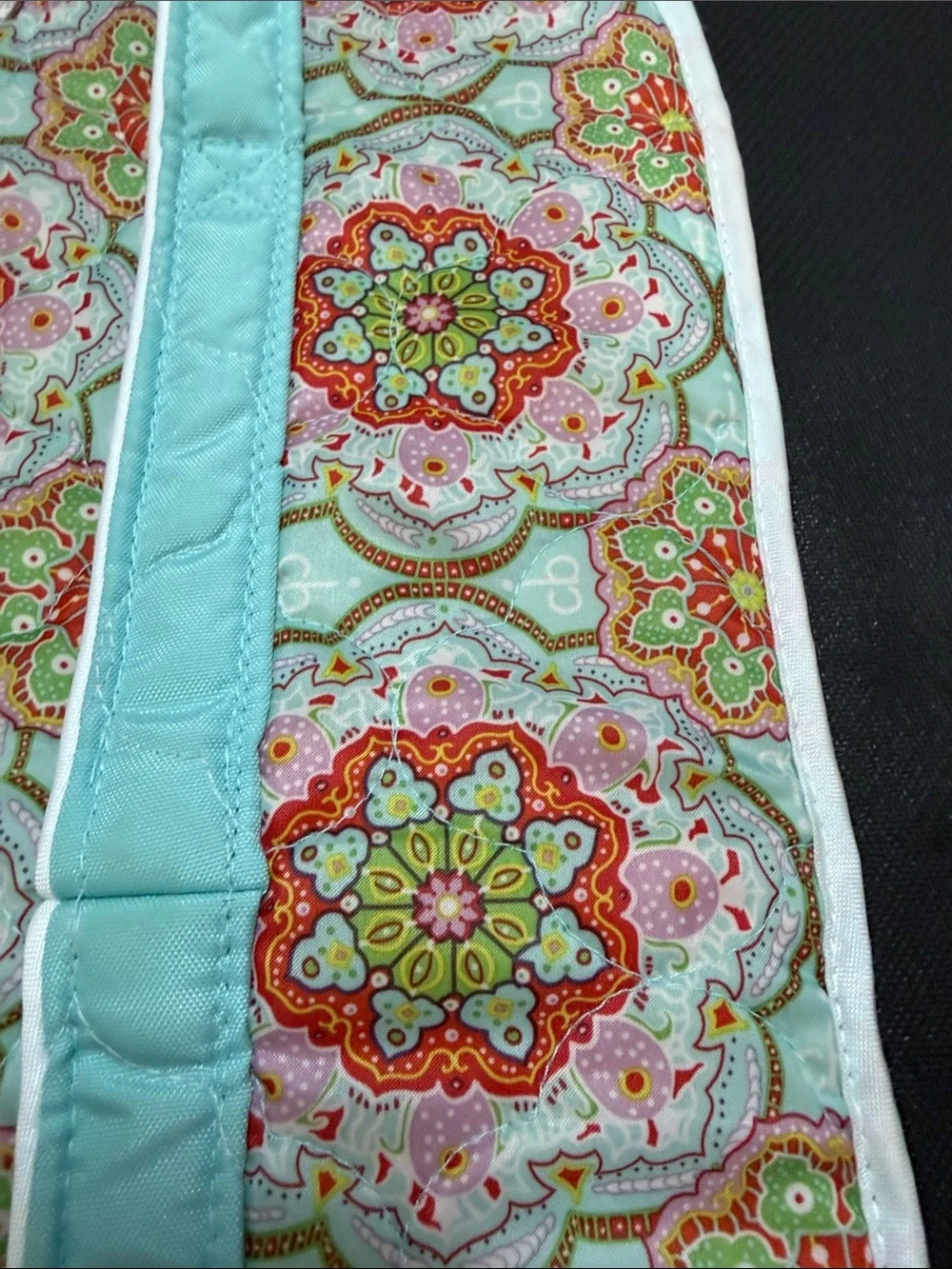 Cinda B Floral Quilted Cosmetic Bag in Aqua